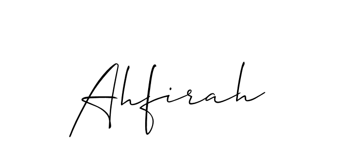 Use a signature maker to create a handwritten signature online. With this signature software, you can design (Allison_Script) your own signature for name Ahfirah. Ahfirah signature style 2 images and pictures png