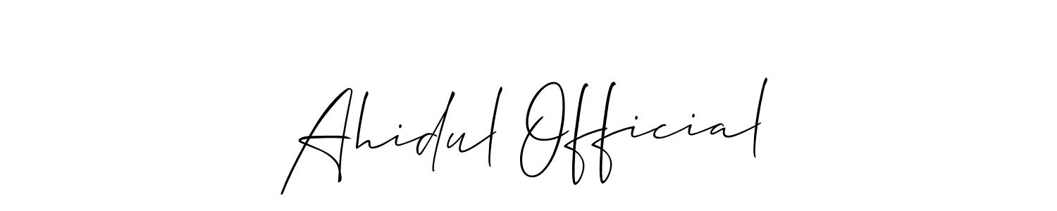 if you are searching for the best signature style for your name Ahidul Official. so please give up your signature search. here we have designed multiple signature styles  using Allison_Script. Ahidul Official signature style 2 images and pictures png