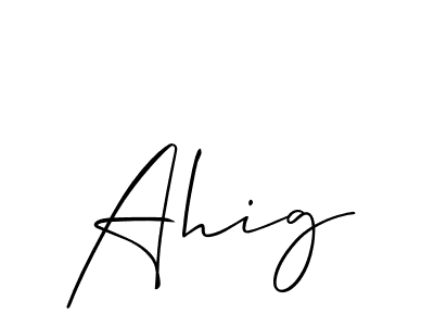 Create a beautiful signature design for name Ahig. With this signature (Allison_Script) fonts, you can make a handwritten signature for free. Ahig signature style 2 images and pictures png
