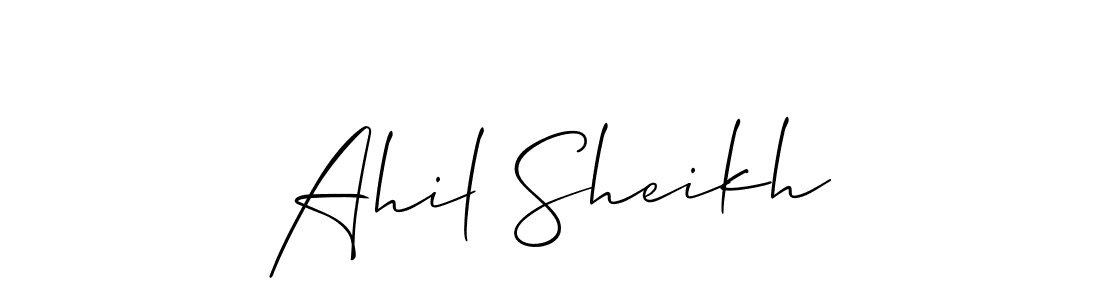 Allison_Script is a professional signature style that is perfect for those who want to add a touch of class to their signature. It is also a great choice for those who want to make their signature more unique. Get Ahil Sheikh name to fancy signature for free. Ahil Sheikh signature style 2 images and pictures png