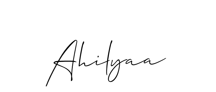 You should practise on your own different ways (Allison_Script) to write your name (Ahilyaa) in signature. don't let someone else do it for you. Ahilyaa signature style 2 images and pictures png