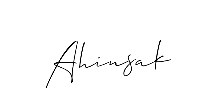 How to make Ahinsak name signature. Use Allison_Script style for creating short signs online. This is the latest handwritten sign. Ahinsak signature style 2 images and pictures png