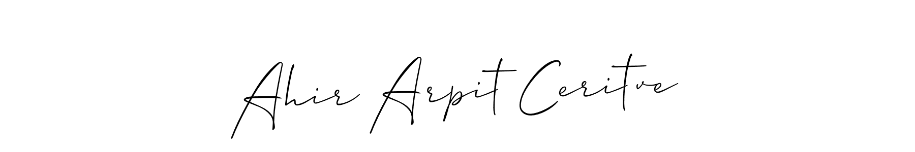 if you are searching for the best signature style for your name Ahir Arpit Ceritve. so please give up your signature search. here we have designed multiple signature styles  using Allison_Script. Ahir Arpit Ceritve signature style 2 images and pictures png