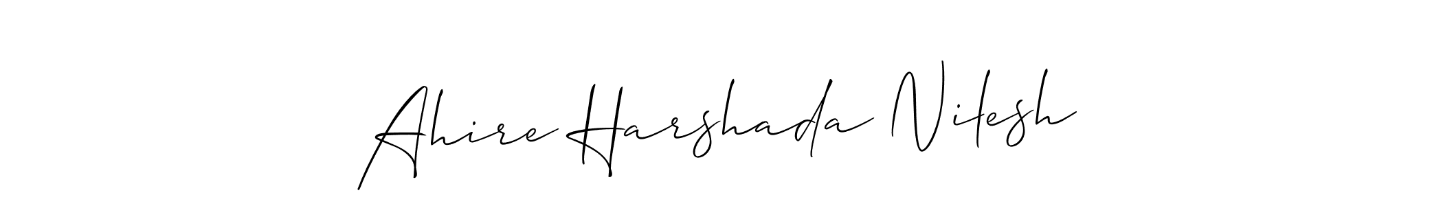 Make a beautiful signature design for name Ahire Harshada Nilesh. With this signature (Allison_Script) style, you can create a handwritten signature for free. Ahire Harshada Nilesh signature style 2 images and pictures png