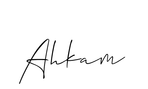 Make a beautiful signature design for name Ahkam. With this signature (Allison_Script) style, you can create a handwritten signature for free. Ahkam signature style 2 images and pictures png
