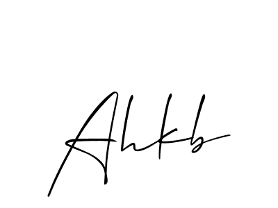Design your own signature with our free online signature maker. With this signature software, you can create a handwritten (Allison_Script) signature for name Ahkb. Ahkb signature style 2 images and pictures png