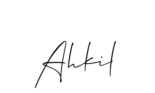 Make a beautiful signature design for name Ahkil. With this signature (Allison_Script) style, you can create a handwritten signature for free. Ahkil signature style 2 images and pictures png