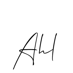 Design your own signature with our free online signature maker. With this signature software, you can create a handwritten (Allison_Script) signature for name Ahl. Ahl signature style 2 images and pictures png