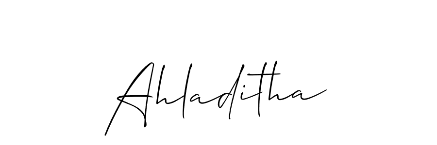 Create a beautiful signature design for name Ahladitha. With this signature (Allison_Script) fonts, you can make a handwritten signature for free. Ahladitha signature style 2 images and pictures png