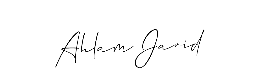 Make a beautiful signature design for name Ahlam Javid. With this signature (Allison_Script) style, you can create a handwritten signature for free. Ahlam Javid signature style 2 images and pictures png