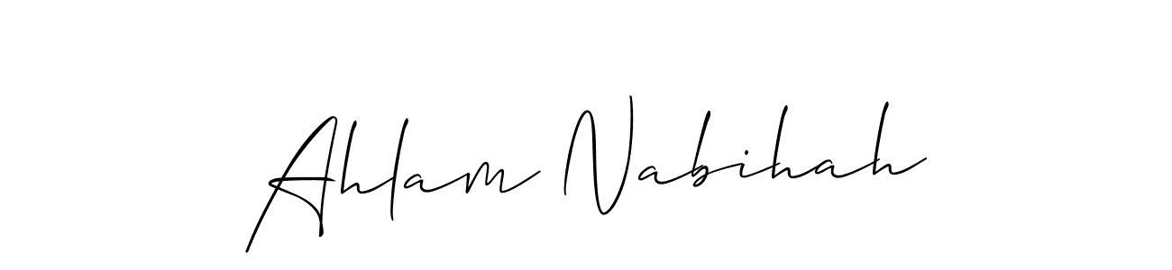 Design your own signature with our free online signature maker. With this signature software, you can create a handwritten (Allison_Script) signature for name Ahlam Nabihah. Ahlam Nabihah signature style 2 images and pictures png