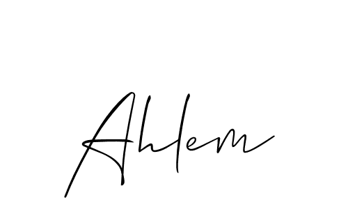 Design your own signature with our free online signature maker. With this signature software, you can create a handwritten (Allison_Script) signature for name Ahlem. Ahlem signature style 2 images and pictures png