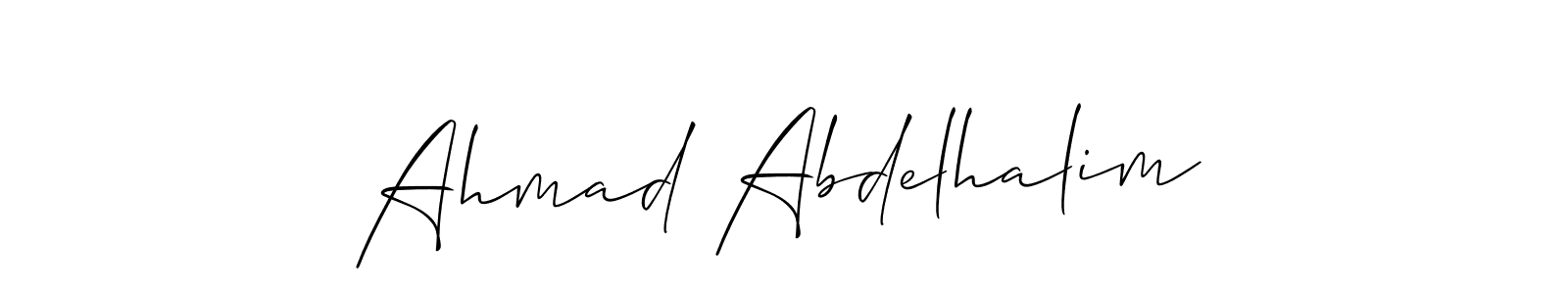 Allison_Script is a professional signature style that is perfect for those who want to add a touch of class to their signature. It is also a great choice for those who want to make their signature more unique. Get Ahmad Abdelhalim name to fancy signature for free. Ahmad Abdelhalim signature style 2 images and pictures png