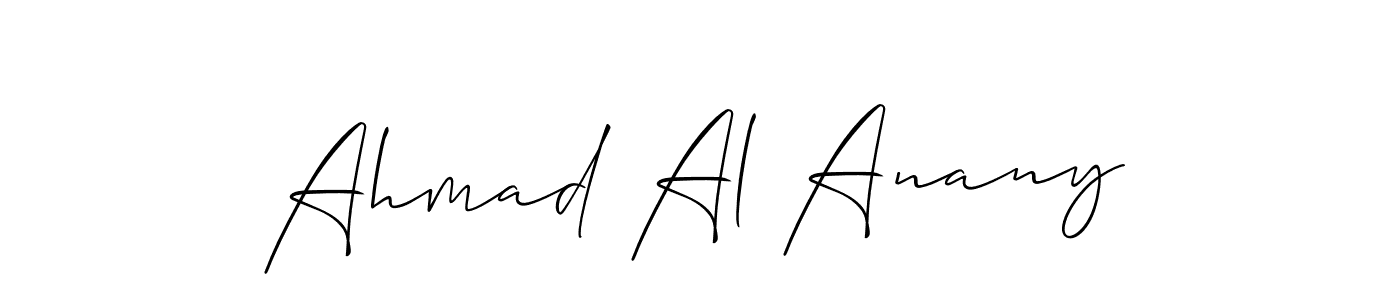 It looks lik you need a new signature style for name Ahmad Al Anany. Design unique handwritten (Allison_Script) signature with our free signature maker in just a few clicks. Ahmad Al Anany signature style 2 images and pictures png