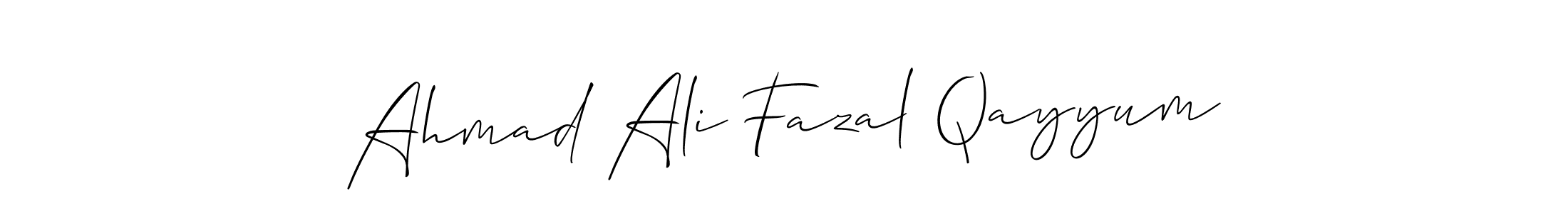 How to make Ahmad Ali Fazal Qayyum name signature. Use Allison_Script style for creating short signs online. This is the latest handwritten sign. Ahmad Ali Fazal Qayyum signature style 2 images and pictures png
