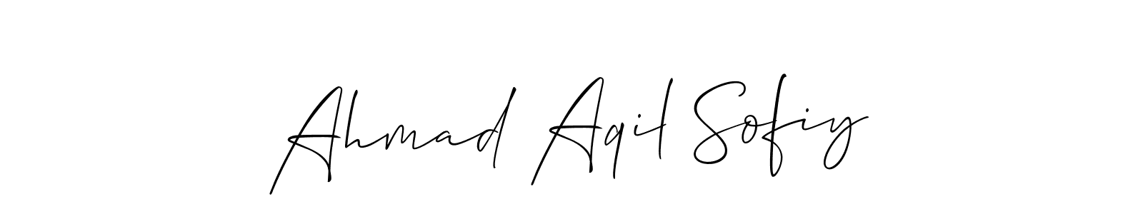 Similarly Allison_Script is the best handwritten signature design. Signature creator online .You can use it as an online autograph creator for name Ahmad Aqil Sofiy. Ahmad Aqil Sofiy signature style 2 images and pictures png