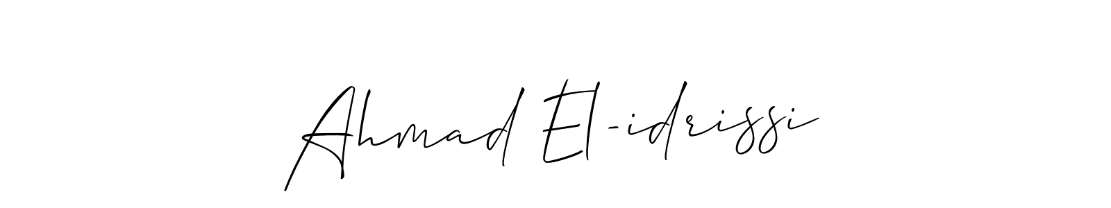 You should practise on your own different ways (Allison_Script) to write your name (Ahmad El-idrissi) in signature. don't let someone else do it for you. Ahmad El-idrissi signature style 2 images and pictures png