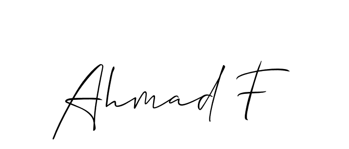 This is the best signature style for the Ahmad F name. Also you like these signature font (Allison_Script). Mix name signature. Ahmad F signature style 2 images and pictures png