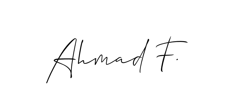 Design your own signature with our free online signature maker. With this signature software, you can create a handwritten (Allison_Script) signature for name Ahmad F.. Ahmad F. signature style 2 images and pictures png