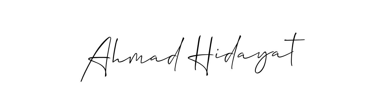 Use a signature maker to create a handwritten signature online. With this signature software, you can design (Allison_Script) your own signature for name Ahmad Hidayat. Ahmad Hidayat signature style 2 images and pictures png