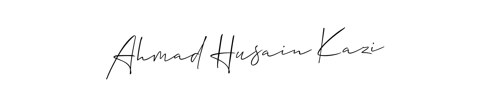 if you are searching for the best signature style for your name Ahmad Husain Kazi. so please give up your signature search. here we have designed multiple signature styles  using Allison_Script. Ahmad Husain Kazi signature style 2 images and pictures png