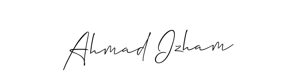 You should practise on your own different ways (Allison_Script) to write your name (Ahmad Izham ) in signature. don't let someone else do it for you. Ahmad Izham  signature style 2 images and pictures png