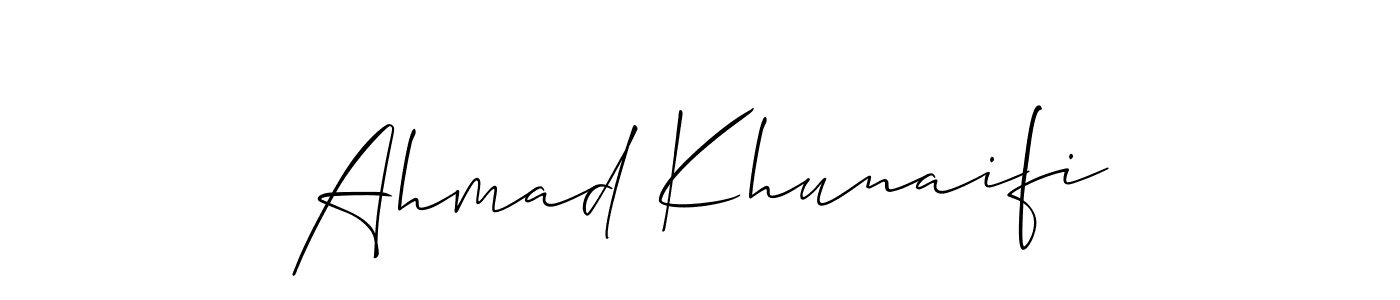 How to make Ahmad Khunaifi name signature. Use Allison_Script style for creating short signs online. This is the latest handwritten sign. Ahmad Khunaifi signature style 2 images and pictures png