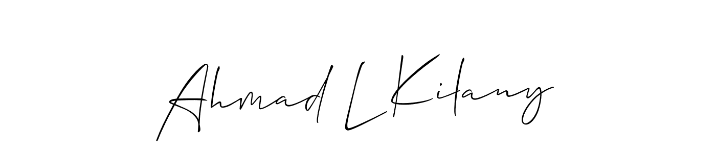 How to make Ahmad L Kilany name signature. Use Allison_Script style for creating short signs online. This is the latest handwritten sign. Ahmad L Kilany signature style 2 images and pictures png
