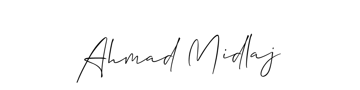 Make a beautiful signature design for name Ahmad Midlaj. With this signature (Allison_Script) style, you can create a handwritten signature for free. Ahmad Midlaj signature style 2 images and pictures png