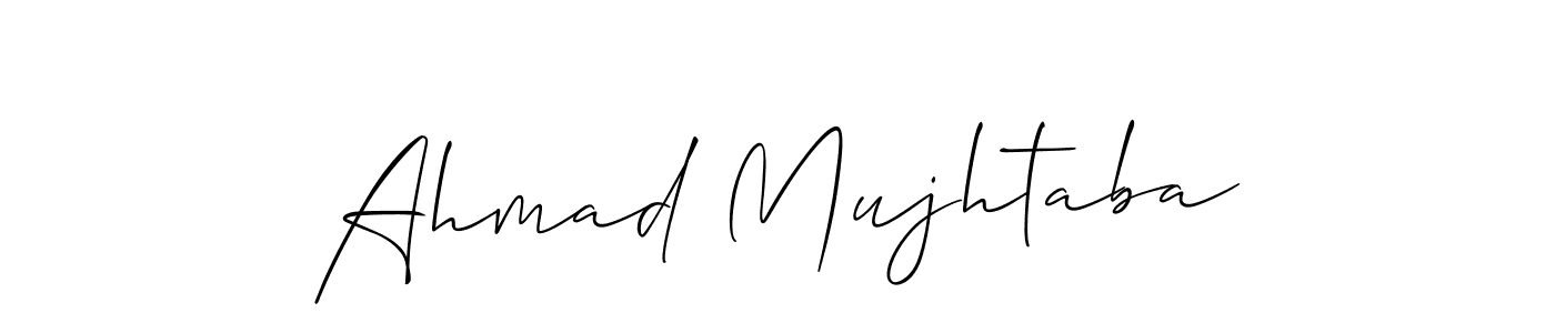 How to make Ahmad Mujhtaba name signature. Use Allison_Script style for creating short signs online. This is the latest handwritten sign. Ahmad Mujhtaba signature style 2 images and pictures png