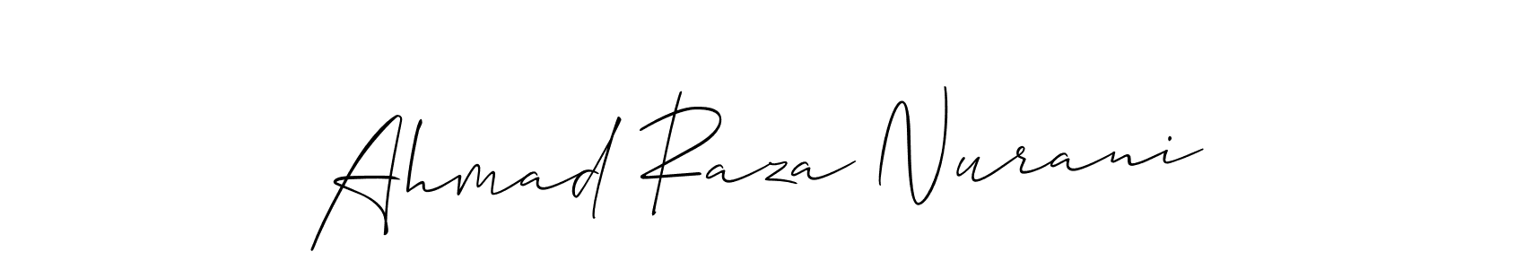 The best way (Allison_Script) to make a short signature is to pick only two or three words in your name. The name Ahmad Raza Nurani include a total of six letters. For converting this name. Ahmad Raza Nurani signature style 2 images and pictures png