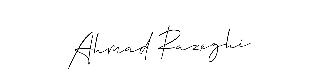 Create a beautiful signature design for name Ahmad Razeghi. With this signature (Allison_Script) fonts, you can make a handwritten signature for free. Ahmad Razeghi signature style 2 images and pictures png