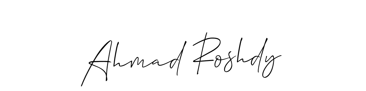 How to make Ahmad Roshdy signature? Allison_Script is a professional autograph style. Create handwritten signature for Ahmad Roshdy name. Ahmad Roshdy signature style 2 images and pictures png