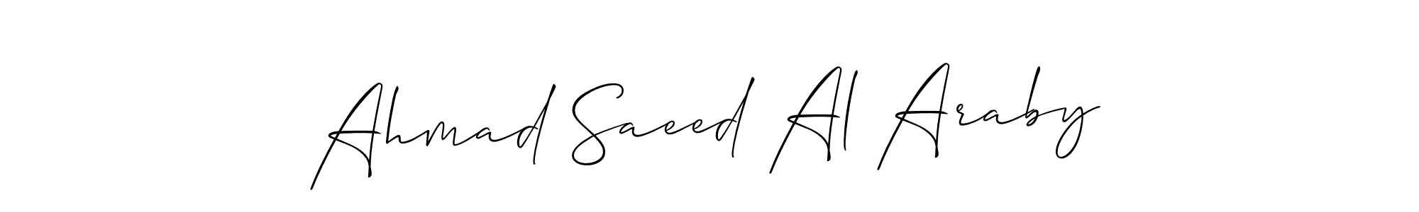 The best way (Allison_Script) to make a short signature is to pick only two or three words in your name. The name Ahmad Saeed Al Araby include a total of six letters. For converting this name. Ahmad Saeed Al Araby signature style 2 images and pictures png