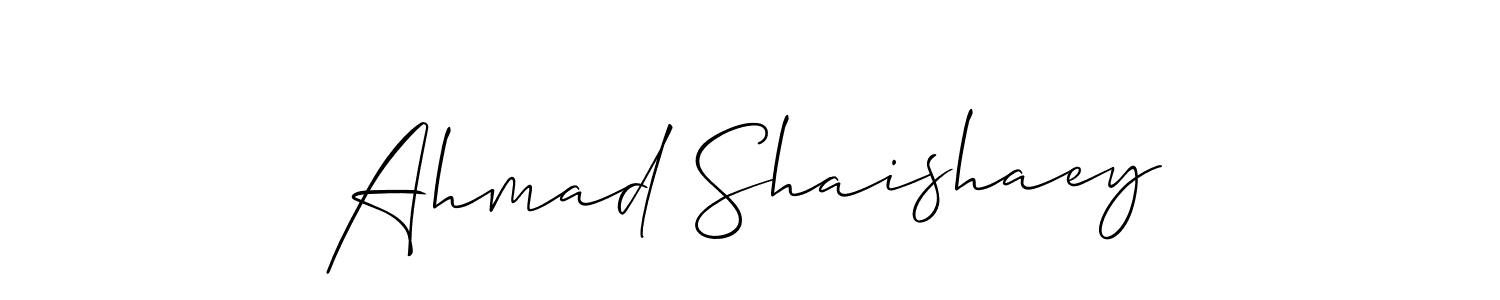 How to make Ahmad Shaishaey name signature. Use Allison_Script style for creating short signs online. This is the latest handwritten sign. Ahmad Shaishaey signature style 2 images and pictures png