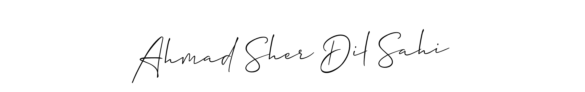 Design your own signature with our free online signature maker. With this signature software, you can create a handwritten (Allison_Script) signature for name Ahmad Sher Dil Sahi. Ahmad Sher Dil Sahi signature style 2 images and pictures png