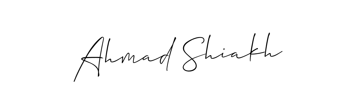 Use a signature maker to create a handwritten signature online. With this signature software, you can design (Allison_Script) your own signature for name Ahmad Shiakh. Ahmad Shiakh signature style 2 images and pictures png