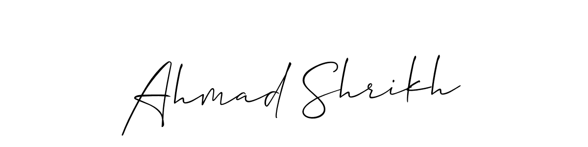 It looks lik you need a new signature style for name Ahmad Shrikh. Design unique handwritten (Allison_Script) signature with our free signature maker in just a few clicks. Ahmad Shrikh signature style 2 images and pictures png