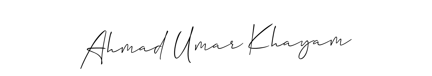 How to make Ahmad Umar Khayam name signature. Use Allison_Script style for creating short signs online. This is the latest handwritten sign. Ahmad Umar Khayam signature style 2 images and pictures png