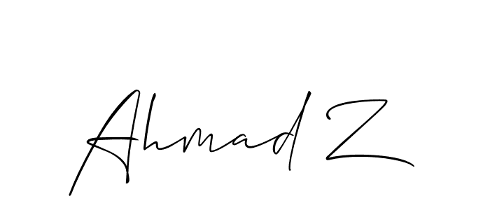 Create a beautiful signature design for name Ahmad Z. With this signature (Allison_Script) fonts, you can make a handwritten signature for free. Ahmad Z signature style 2 images and pictures png