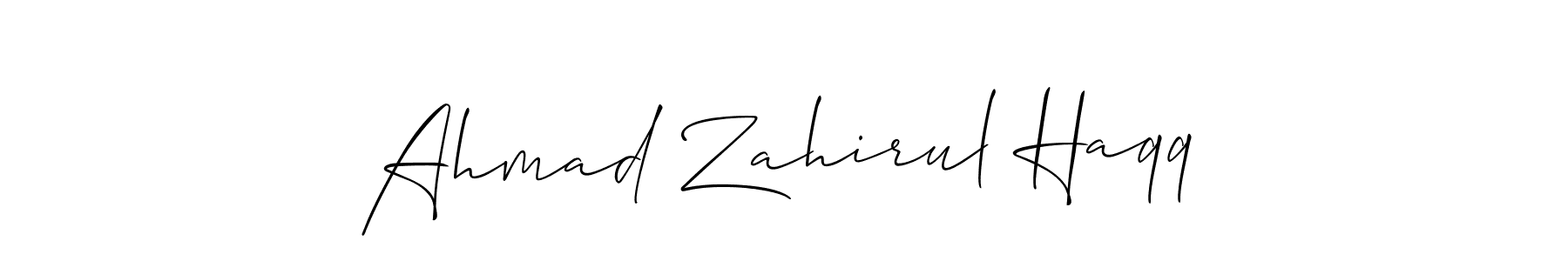 How to make Ahmad Zahirul Haqq name signature. Use Allison_Script style for creating short signs online. This is the latest handwritten sign. Ahmad Zahirul Haqq signature style 2 images and pictures png