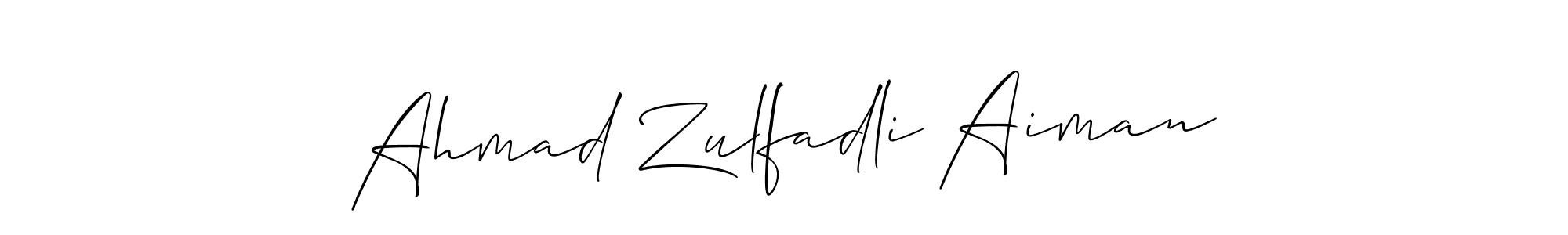 This is the best signature style for the Ahmad Zulfadli Aiman name. Also you like these signature font (Allison_Script). Mix name signature. Ahmad Zulfadli Aiman signature style 2 images and pictures png