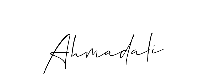 The best way (Allison_Script) to make a short signature is to pick only two or three words in your name. The name Ahmadali include a total of six letters. For converting this name. Ahmadali signature style 2 images and pictures png