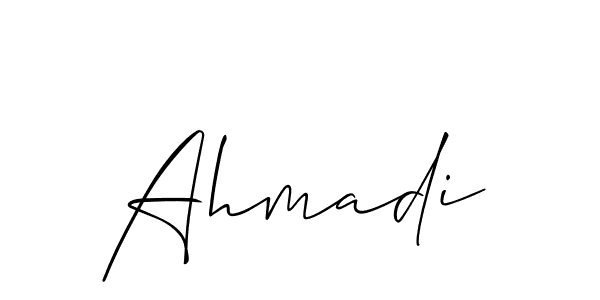 Similarly Allison_Script is the best handwritten signature design. Signature creator online .You can use it as an online autograph creator for name Ahmadi. Ahmadi signature style 2 images and pictures png