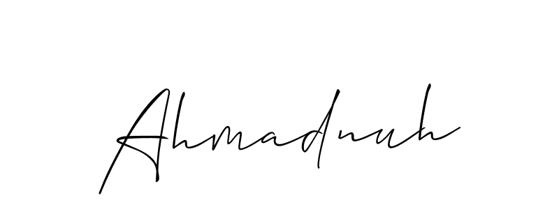 How to make Ahmadnuh name signature. Use Allison_Script style for creating short signs online. This is the latest handwritten sign. Ahmadnuh signature style 2 images and pictures png