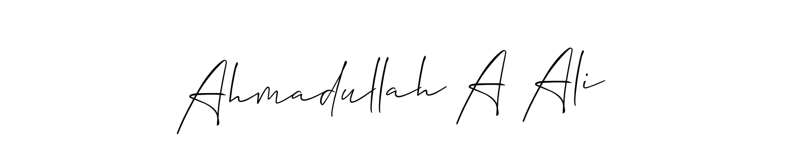 It looks lik you need a new signature style for name Ahmadullah A Ali. Design unique handwritten (Allison_Script) signature with our free signature maker in just a few clicks. Ahmadullah A Ali signature style 2 images and pictures png