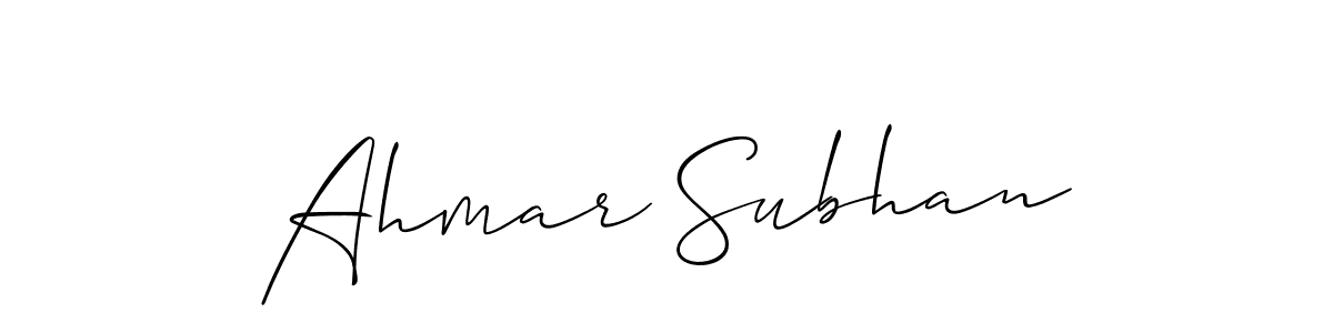 Also we have Ahmar Subhan name is the best signature style. Create professional handwritten signature collection using Allison_Script autograph style. Ahmar Subhan signature style 2 images and pictures png