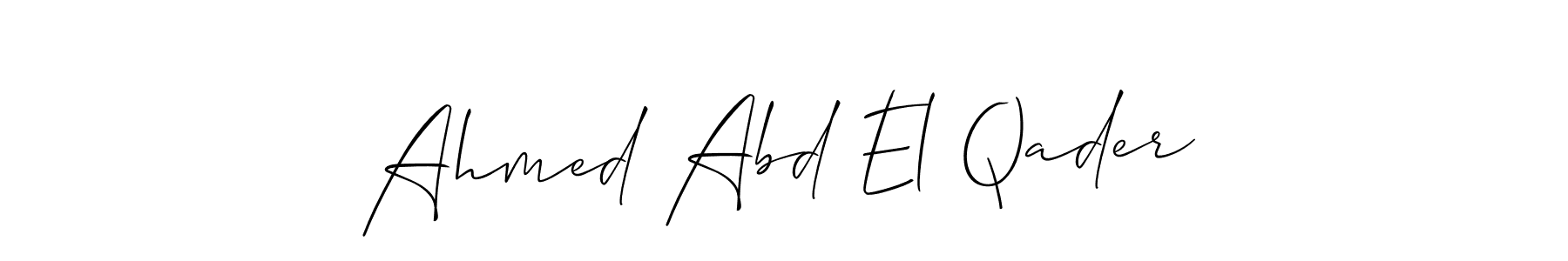 The best way (Allison_Script) to make a short signature is to pick only two or three words in your name. The name Ahmed Abd El Qader include a total of six letters. For converting this name. Ahmed Abd El Qader signature style 2 images and pictures png