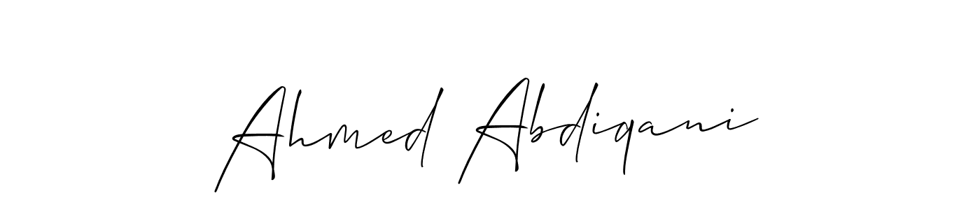 Make a beautiful signature design for name Ahmed Abdiqani. With this signature (Allison_Script) style, you can create a handwritten signature for free. Ahmed Abdiqani signature style 2 images and pictures png