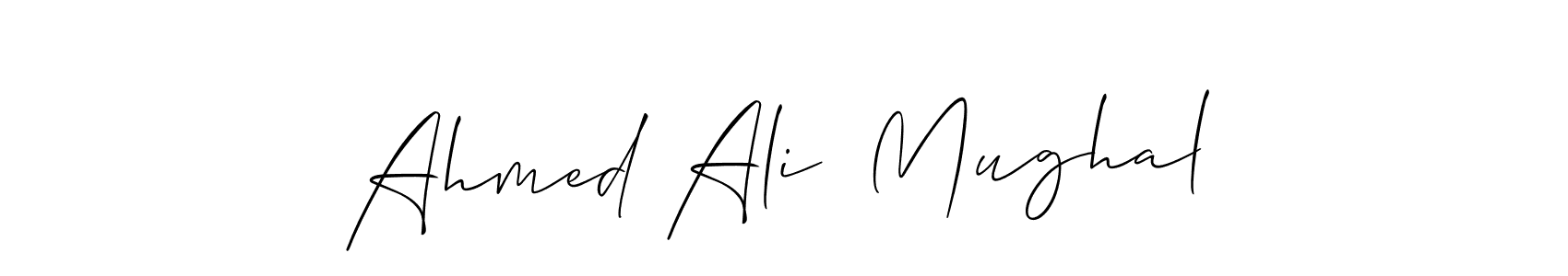 Allison_Script is a professional signature style that is perfect for those who want to add a touch of class to their signature. It is also a great choice for those who want to make their signature more unique. Get Ahmed Ali  Mughal name to fancy signature for free. Ahmed Ali  Mughal signature style 2 images and pictures png